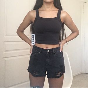 Pacsun black distressed festival denim shorts